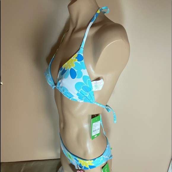 Lily Pulitzer Reversible Bikini 0 bottom 4 top Y2K Vntg Flower Power scarf print - Picture 4 of 8